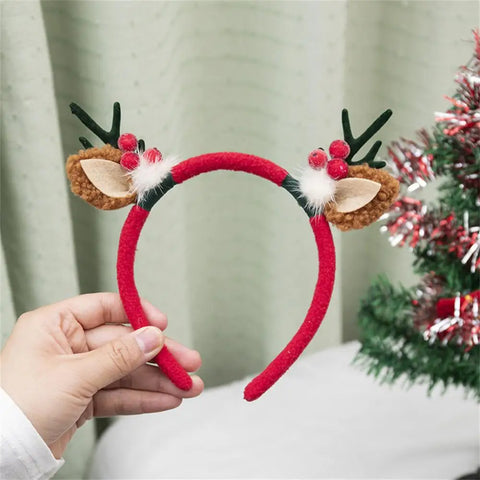 Christmas Hair Hoop Antler Christmas Headwear Hair Band Fashion Red Winter Plush Cute Headband Hair Clip New Hair Accessories