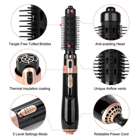 4 In 1 Hair Dryer Brush Electric Hot Air Comb Multifunction Hair Curler Straightener Curler Negative Ion Hair Dryer