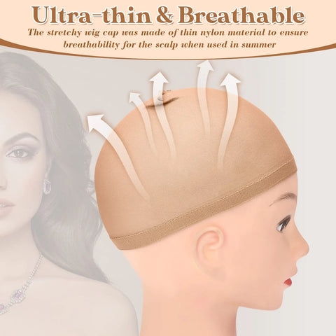 1 Silicone and 4 Wig Cap Stocking Wig Caps Non-Slip Stretchy Nylon Wig Caps For Women, Soft And Breathable Close End Wig Caps