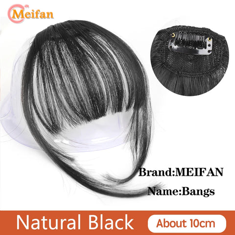 MEIFAN Synthetic Middle Part Topper Hairpiece with Bangs Clip-In Bangs Extension Natural Invisible Clourse Hairpiece for Women
