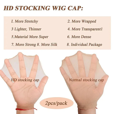 10Pcs Invisible Stocking Wig Cap for Lace Front Wig High-elastic Stretchy Breathable Nylon Wig Caps Ultra-thin Sheer Wig Cap