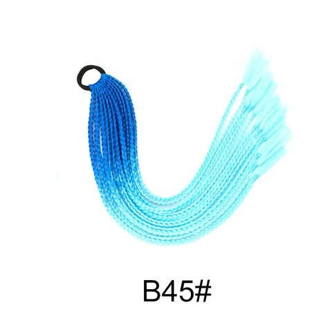 Synthetic 24Inch Y2K Rainbow Horsetail Wig Long Boxing Braid Hair Ponytail Extension High Temperature Fiber Hairpiece for Women