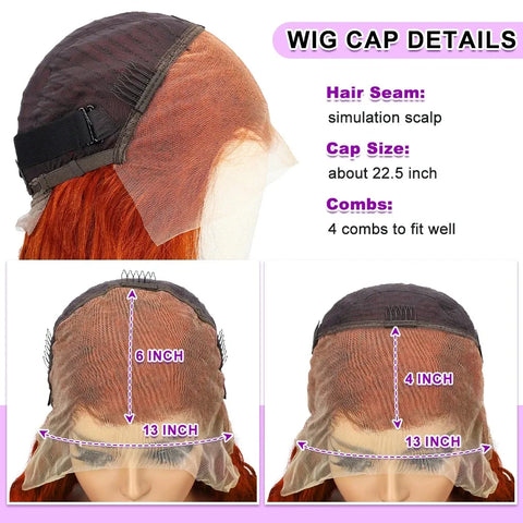 8-22Inch Deep Wave Bob Ginger Orange Lace Front Wigs Bob Human Hair Wig 14 Inch Orange13x4 Deep Wave Lace Frontal Bob Wigs Human