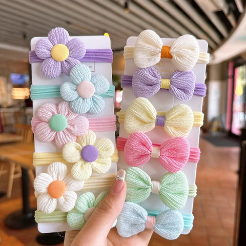 12PCS New Cut Hair Ties Princess Sweet Flower Bow Girls Women Elastic Hair Bands Hair Accessories Headwear Scrunchies