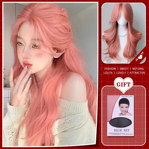 WTB Synthetic Long Straight Hair Black Lolita Wigs with Bangs for Women Fashion Female Cosplay Party Christmas Wigs Multicolor