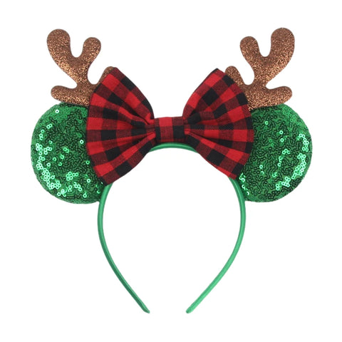 2024 New Christmas Mickey Minnie Mouse Headband Women Disney Ear Hairband Kids Xmas Party Hair Accessories Hot Festival Cosplay