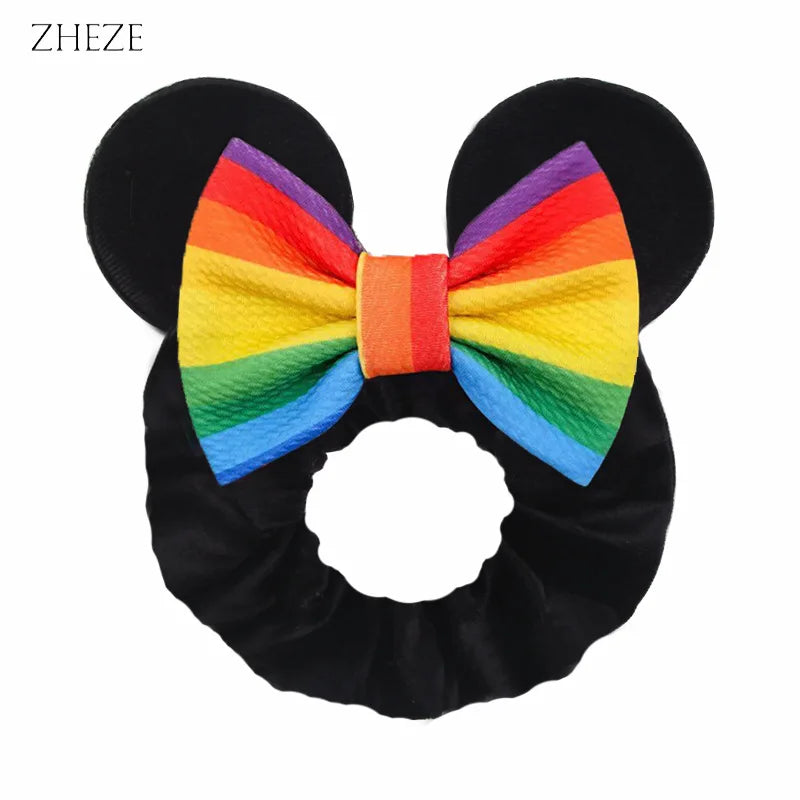 Disney Christmas Day Scrunchies Haarband Vrouwen Elastische Paardenstaart Houder Meisjes Pailletten Strik Kids Haaraccessoires