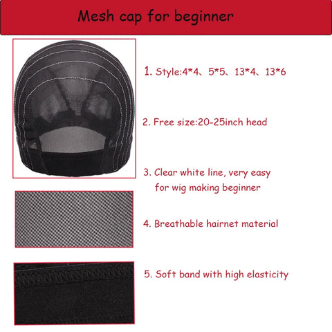 4x4 5x5 13x4 Map Wig Cap With Belt For Making Lace Wigs Mesh Dome Cap Glueless Mesh Cap With Line For Beginner Hairnet