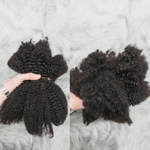 4C Afro Kinky Curly Virgin Human Hair 16" Brazilian Human Hair Extensions Weave Bundles No Weft Weaving for African Black Women