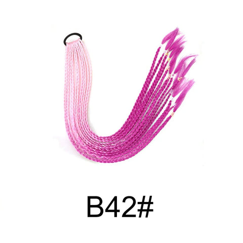 Synthetic 24Inch Y2K Rainbow Horsetail Wig Long Boxing Braid Hair Ponytail Extension High Temperature Fiber Hairpiece for Women