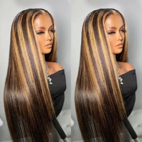 Hd Highlight Straight 13x4 Lace Front Wigs Human Hair Preplucked 360 Full Lace Wig Honey Blonde Colored 13x6 Lace Frontal Wigs