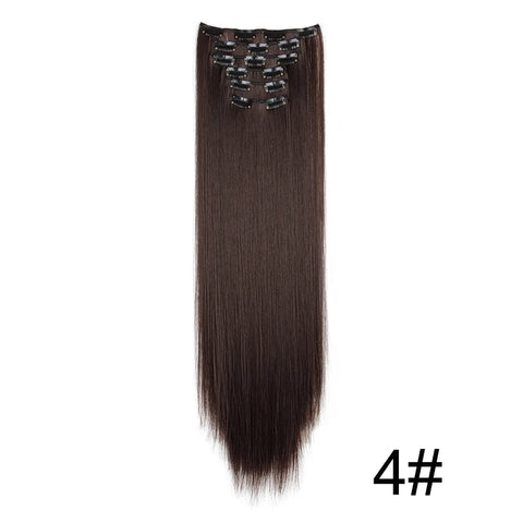 WIGSIN Synthetic 6pcs/set Long Straight Clip-in Hair Extension Invisible Seamless Extension Black Brown Hairpiece for Women