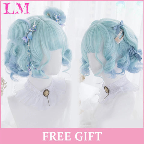 LM Synthetic Hair Long Wave Black And Pink Lolita Wigs For Women Cosplay Wig With Bangs Halloween Christmas Heat Resistant