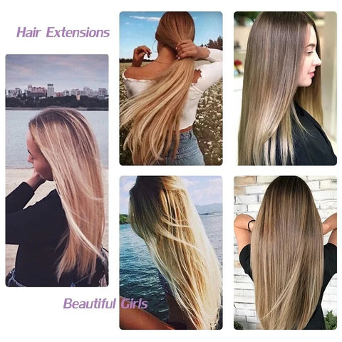 Synthetic 24Inch 16 Clips in Hair Extensions Long Straight Hairstyle Blonde Black Hairpieces Heat Resistant False Hair Daily Use