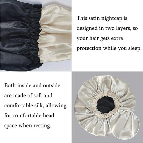 2in1 Double Layer for Winter Bonnet Satin Cheveux Nuit Night Hair Cap Women's Solid Sleeping Hat Sleep Care Nightcap Unisex