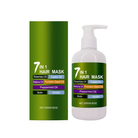 7-in-1 Hair Mask with Rosemary Castor Oil Biotin for Growth Strength Frizz Control Hydrate Hair Keratin Treatment Conditioner