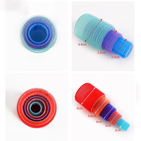 6pcs Self-Grip Hair Rollers Heatless Hair Curler No Heat Hair Bangs Volume Self-adhesive Hook&Loop DIY Hair Curler Styling Tools