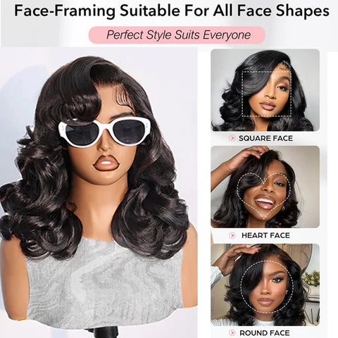 Pre-Styled Side Part Glueless Wigs Human Hair with Elastic Drawstring Ready to Wear Body Wave Short Bob Wig Pull Go Glueless Wig