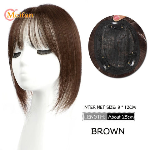 MEIFAN Synthetic Middle Part Topper Hairpiece with Bangs Clip-In Bangs Extension Natural Invisible Clourse Hairpiece for Women