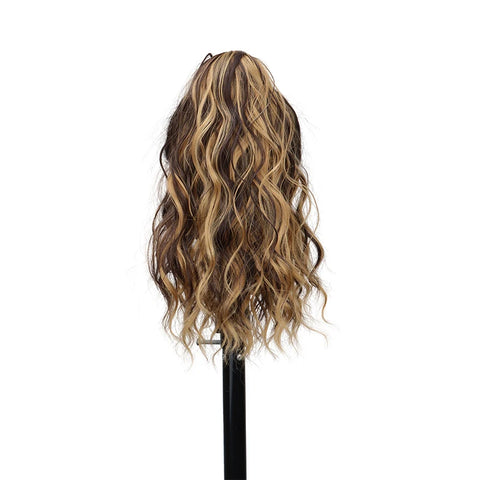 14Inch Synthetic Short Curly Claw Clip in Ponytail Hair Extension Daily Use Blonde Black Blonde Fluffy Hairpiece for Women