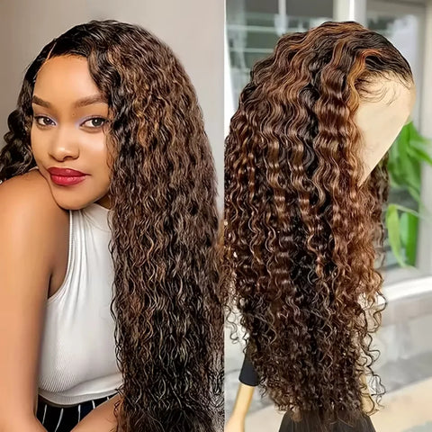 P427 Highlight Wig Human Hair Hd Lace Wig 13X6 Human Hair Deep Wave Frontal Wig Curly P1B30 Lace Front Wig Brazilian 250 Density