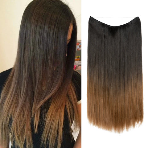 SARLA Synthetic No Clip Hair Extension Ombre Natural Fake False Long Straight Hairpiece Blonde Hair For Women