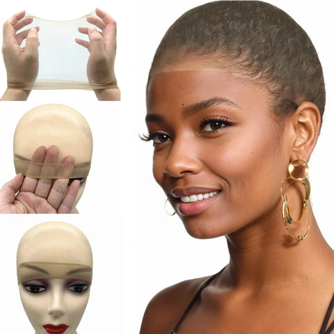 2pcs/bag Transparent HD Wig Cap Invisible and Sheer Breathable Ultra-thin Stretchy Stocking Caps for Lace Front