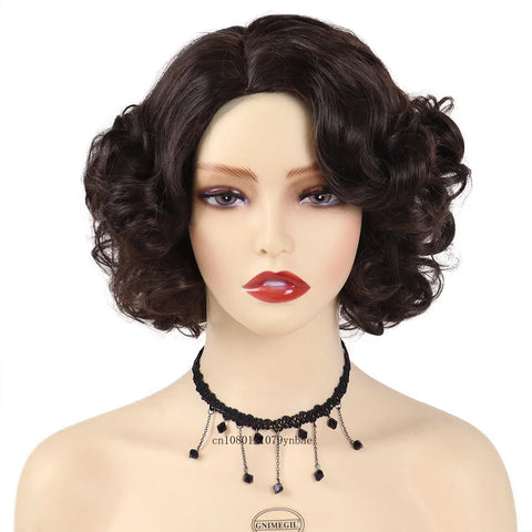 Synthetic Blue Short Big Curly Wigs for Women Girls Layered Wavy Bob Wig Cosplay Carnival Party Costume Halloween Lolita Wigs