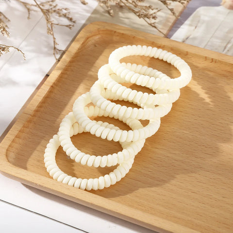 AWAYTR 6pcs Cute and Colorful Spiral Hair Ties Resin Jelly Coil Hair Rings for Women and Girls Ponytail Holders Hair Accessories