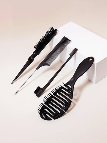 Comb styling set, including mouse tail comb, edge control brush, nylon hair brush, hollow breathable hair brush