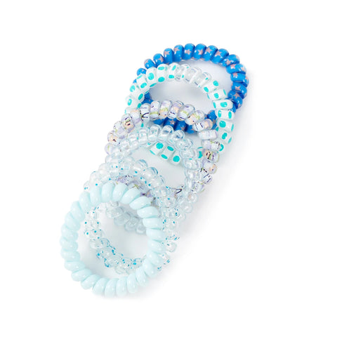 AWAYTR 6pcs Cute and Colorful Spiral Hair Ties Resin Jelly Coil Hair Rings for Women and Girls Ponytail Holders Hair Accessories