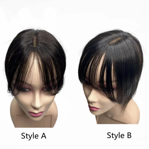 10inch Swiss Lace Invisible Human Hair Toppers Clip In Natural Hairpieces Fringe for Women Mild Hair Loss Volume Hand-woven