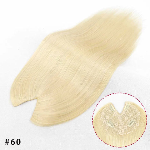 V Shape Clip In Human Hair Extensions  Invisible Brown Blonde Highlight Toppers For Women Straight Brazilian Remy Hair 16Inch