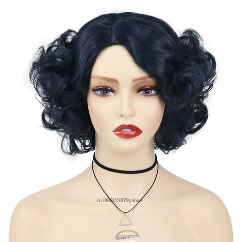 Synthetic Blue Short Big Curly Wigs for Women Girls Layered Wavy Bob Wig Cosplay Carnival Party Costume Halloween Lolita Wigs