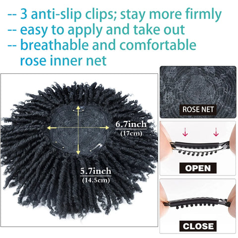 Synthetic Dreadlock Hair Toppers Wig with Clips in Faux Locs Braided Half Wigs Short Locks Hair Toupee for Women and Men