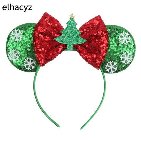 2024 New Christmas Mickey Minnie Mouse Headband Women Disney Ear Hairband Kids Xmas Party Hair Accessories Hot Festival Cosplay