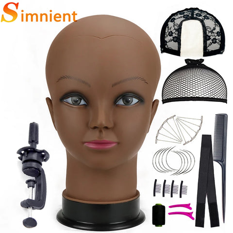 New Bald Mannequin Head With Wig Stand AdjustableTripod Support For Wigs Hair Extension Holder Wig Making Kit Tools Accessories