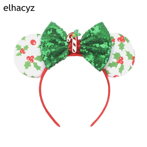 2024 New Christmas Mickey Minnie Mouse Headband Women Disney Ear Hairband Kids Xmas Party Hair Accessories Hot Festival Cosplay