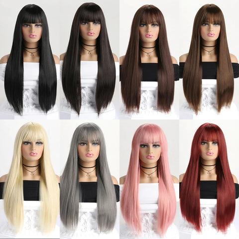 26 Inch Synthetic Colour Wig Long Straight Wig For Women Fashion Wig For Daily Halloween Costume Party Cosplay Christmas