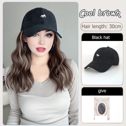 Synthetic12/16/18inch duckweave cap straight hair inward wig baseball capwater wave wig extensions ponytail daily Christmas