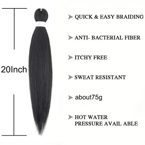 WIGSIN 20Inch Synthetic Pre Stretched Yaki Ez Box Braiding Hair for Women Hair Extension