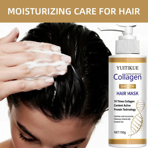 YUITIKUE Collagen Hair Mask - Deeply repairs damaged hair, 72-hour fragrance, oil-free moisture, controls frizz.