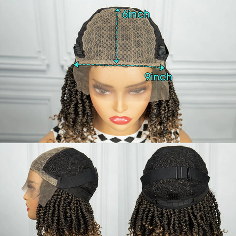 1B-27 Short Synthetic Twist Braided Wig for Black Women Knotless Passion Twist Braided Lace Wig Twist Spring Wig with Baby Hair