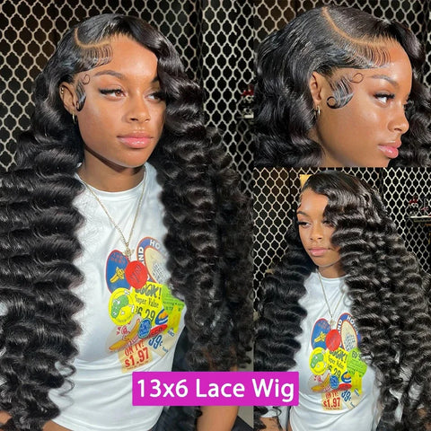 250 Density 30 40 Inch Loose Deep Wave Lace Frontal Wig 13x6 Hd Curly Human Hair Wigs 360 Water Wave Pre plucked Lace Front Wig