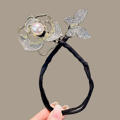 Rhinestone Flower Hair Clip Hair Bun Maker Bundle Lazy Curler Braider Hair Styling Tools Accessories For Ponytail Holder