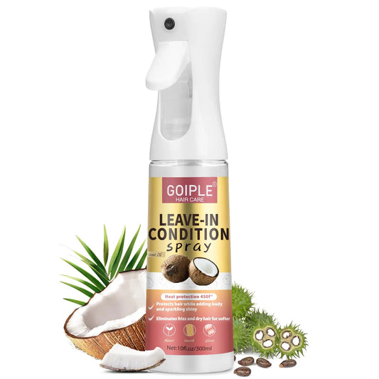 300ml Coconut Leave In Conditioner Spray for Curly Hair Smoothing Anti-Frizzle Soften Hair Protection Spray for Heat Damaged