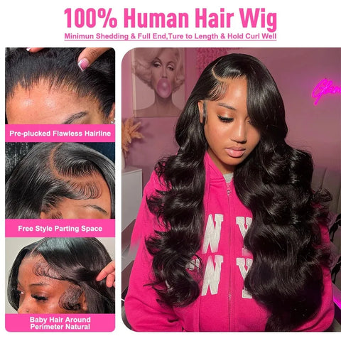 High Density Body Wave 13x6 Hd Lace Frontal Wig Human Hair Wigs Glueless 30 40 Inch Pre Plucked 13x4 Lace Front Wigs For Women