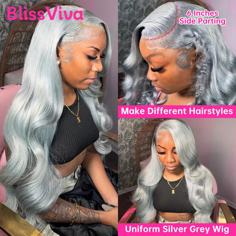 Body Wave Ash Grey Lace Front Wigs Human Hair Blonde 613 Lace Front Wigs 13x6 Remy Brazilian Silver Gray Colored Human Hair Wigs