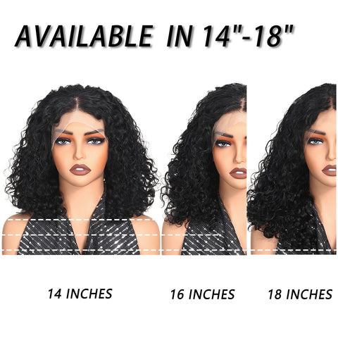 ijoy Natural Black Burmese Curly Human Hair Wig with Spiral Curls Pre Plucked 13x4 Lace Front Bob Wigs Tiny Knots
