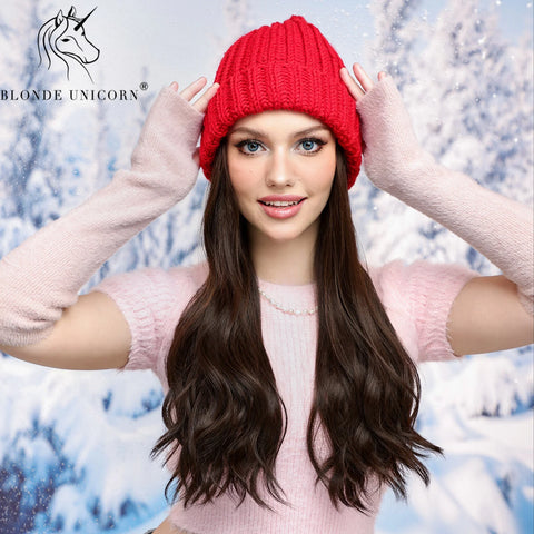 Blonde Unicorn Hat wigs Cap with Hair Hat Wig Blonde Wavey Wig Separable Synthetic Hair Women Daily Party High Temperature